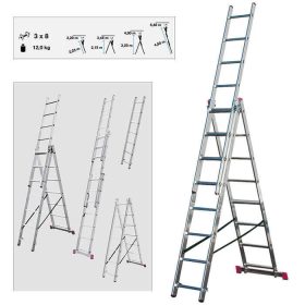 CORDA Sokcélú létra, 3x8 fokos