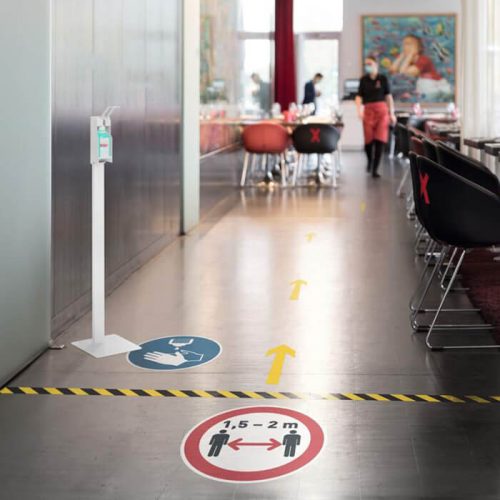 „Használjon fertőtlenítőt" bejegyzett biztonsági jel